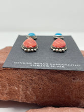Load image into Gallery viewer, Spiny Oyster and Turquoise Earrings by Navajo Selena Warner