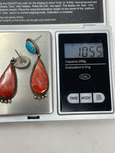 Load image into Gallery viewer, Spiny Oyster and Turquoise Earrings by Navajo Selena Warner