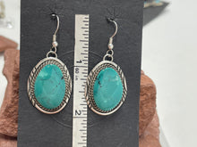 Load image into Gallery viewer, 2 Inch Turquoise Hook Earrings signed ‘HL’