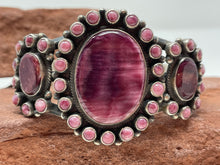 Load image into Gallery viewer, Purple Spiny Oyster Cluster 6.5in Cuff by Navajo Dean Brown