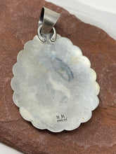 Load image into Gallery viewer, 3 Inch Turquoise Shadowbox Bearpaw Pendant by Navajo Wilbur Musket