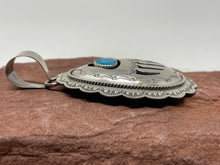 Load image into Gallery viewer, 3 Inch Turquoise Shadowbox Bearpaw Pendant by Navajo Wilbur Musket