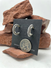 Load image into Gallery viewer, 3/4inch Sterling Silver Post Earring Hoops signed ‘T’ for Tahe