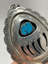 Load image into Gallery viewer, 3 Inch Turquoise Shadowbox Bearpaw Pendant by Navajo Wilbur Musket