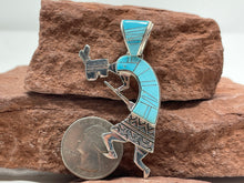 Load image into Gallery viewer, Calvin Begay, Touch of Santa Fe, Inlay Turquoise Kokopelli Pendant
