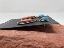 Load image into Gallery viewer, Spiny Oyster and Turquoise Earrings by Navajo Selena Warner