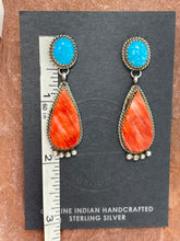 Load image into Gallery viewer, Spiny Oyster and Turquoise Earrings by Navajo Selena Warner