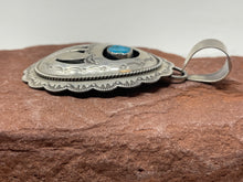 Load image into Gallery viewer, 3 Inch Turquoise Shadowbox Bearpaw Pendant by Navajo Wilbur Musket