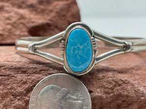 Morenci Turquoise 6.5 inch Bracelet by Navajo Arkie Nelson