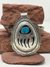 Load image into Gallery viewer, 3 Inch Turquoise Shadowbox Bearpaw Pendant by Navajo Wilbur Musket