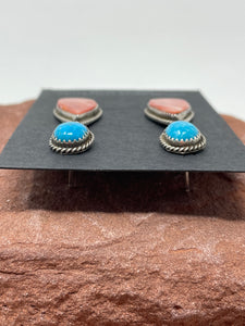 Spiny Oyster and Turquoise Earrings by Navajo Selena Warner