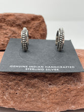 Load image into Gallery viewer, 3/4inch Sterling Silver Post Earring Hoops signed ‘T’ for Tahe