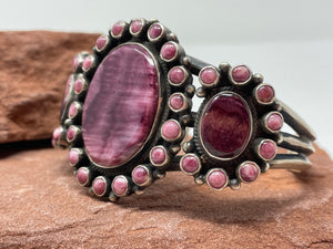 Purple Spiny Oyster Cluster 6.5in Cuff by Navajo Dean Brown