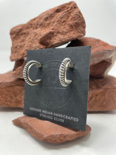 Load image into Gallery viewer, 3/4inch Sterling Silver Post Earring Hoops signed ‘T’ for Tahe