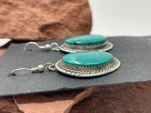 Load image into Gallery viewer, 2 Inch Turquoise Hook Earrings signed ‘HL’