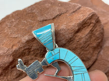 Load image into Gallery viewer, Calvin Begay, Touch of Santa Fe, Inlay Turquoise Kokopelli Pendant