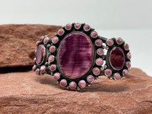 Load image into Gallery viewer, Purple Spiny Oyster Cluster 6.5in Cuff by Navajo Dean Brown