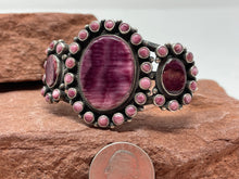 Load image into Gallery viewer, Purple Spiny Oyster Cluster 6.5in Cuff by Navajo Dean Brown