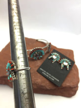 Load image into Gallery viewer, Turquoise and Coral Zuni Needlepoint 4 Piece Jewelry Set by Edmund Cooeyate