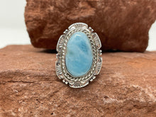 Load image into Gallery viewer, Size 8.5 Larimar Ring by Navajo Robert Shakey