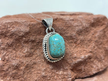 Load image into Gallery viewer, Spiderweb Blue Sonoran Turquoise Pendant by Kewa Artist Isaiah Chavez