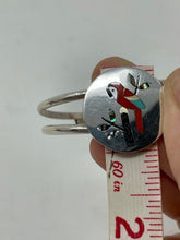 Load image into Gallery viewer, Coral Parrot Overlay Inlay Bracelet by Zuni Sanford Edaakie