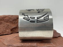 Load image into Gallery viewer, Wide Overlay Hopi Iconography Cuff signed ‘SG’ by artist