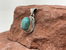 Load image into Gallery viewer, Spiderweb Blue Sonoran Turquoise Pendant by Kewa Artist Isaiah Chavez