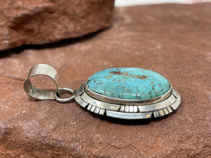 1.5 Inch Kingman Turquoise Pendant by Navajo Scott Skeets