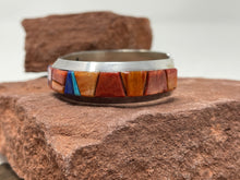 Load image into Gallery viewer, Spiny Oyster Multi-Stone Cobblestone Inlay Cuff 7” Signed by Artist TC