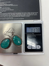 Load image into Gallery viewer, 2 Inch Turquoise Hook Earrings signed ‘HL’