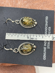 Lab-made Amber Hook Earrings by Navajo Eloise Kee