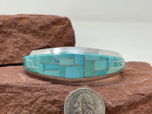 Load image into Gallery viewer, Turquoise Inlay Cuff by Navajo Keevin Keyanna