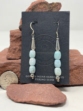 Load image into Gallery viewer, Larimar Bead 2.75 Inch Hook Earrings, Native Strung