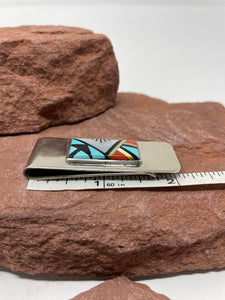 Zuni Inlay Money Clip by Charles and Marlene Booqua