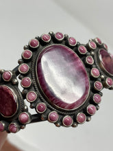 Load image into Gallery viewer, Purple Spiny Oyster Cluster 6.5in Cuff by Navajo Dean Brown