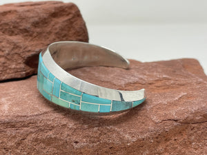 Turquoise Inlay Cuff by Navajo Keevin Keyanna