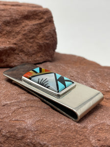 Zuni Inlay Money Clip by Charles and Marlene Booqua