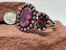 Load image into Gallery viewer, Purple Spiny Oyster Cluster 6.5in Cuff by Navajo Dean Brown