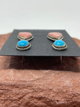 Load image into Gallery viewer, Spiny Oyster and Turquoise Earrings by Navajo Selena Warner