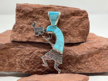 Load image into Gallery viewer, Calvin Begay, Touch of Santa Fe, Inlay Turquoise Kokopelli Pendant