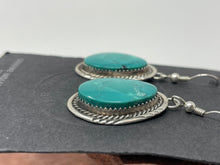 Load image into Gallery viewer, 2 Inch Turquoise Hook Earrings signed ‘HL’