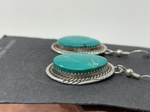 2 Inch Turquoise Hook Earrings signed ‘HL’