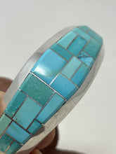 Load image into Gallery viewer, Turquoise Inlay Cuff by Navajo Keevin Keyanna