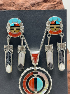 Zuni Don Dewa Pendant & Earrings Set