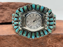 Load image into Gallery viewer, Turquoise Cluster Watch Cuff by Larry Moses Begay