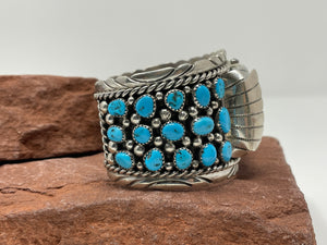 30-Stone Turquoise Watch Cuff by Navajo Jerry Cowboy