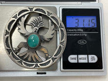 Load image into Gallery viewer, 2 Inch Turquoise Knifewing PIN/pendant by Navajo Martha Cayatinetto