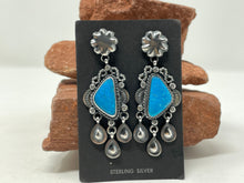 Load image into Gallery viewer, Turquoise Dangle Post Earrings Signed by Artist