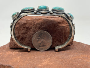 6.5 Inch Five Stone Turquoise Cuff by Navajo GP